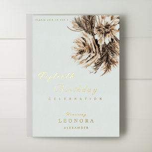 Watercolor Peony Flowers ANY Birthday Party Foil Invitation