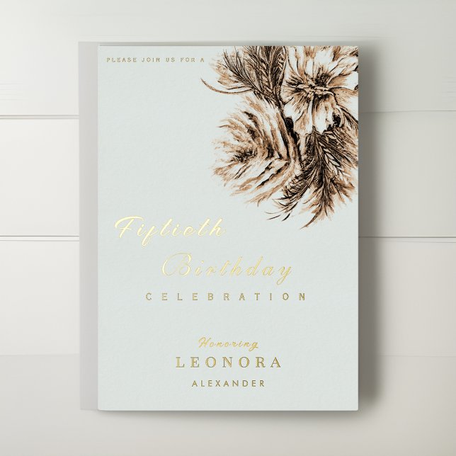 Watercolor Peony Flowers ANY Birthday Party Foil Invitation (Creator Uploaded)