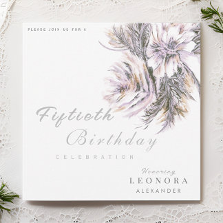 Watercolor Peony Flowers ANY Birthday Party Invitation