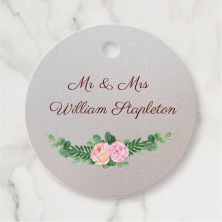 Watercolor Peony Flowers Favor Tags