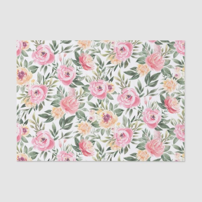 Watercolor Peony Gift Tissue Paper (Front)