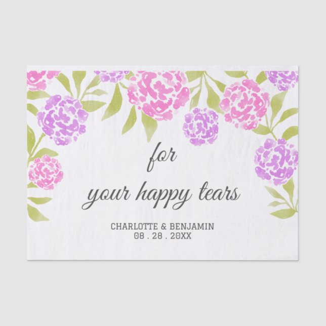 Watercolor Peony Happy Tears Wedding  Tissue Paper (Front)