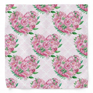 watercolor peony heart bandana
