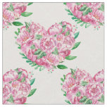 watercolor peony heart fabric