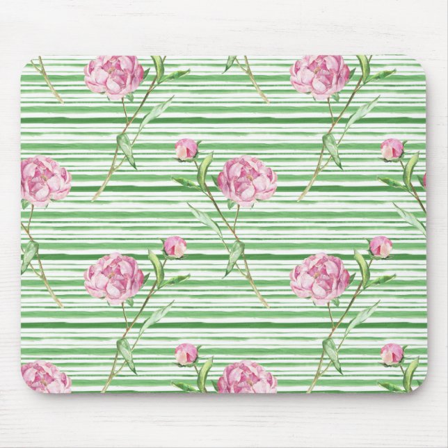 watercolor peony mouse pad (Front)