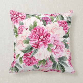 Watercolor Peony Pattern 2 Throw Pillow