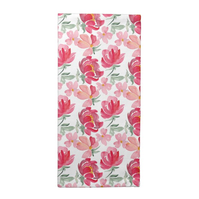Watercolor Peony Pattern Cloth Napkin (Half Fold)