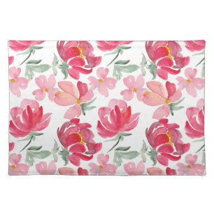 Watercolor Peony Pattern Cloth Placemat