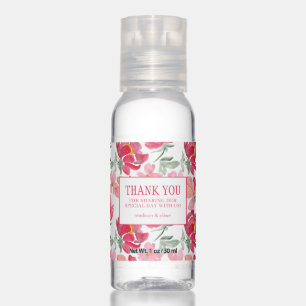 Watercolor Peony Pattern - Thank You Hand Sanitizer