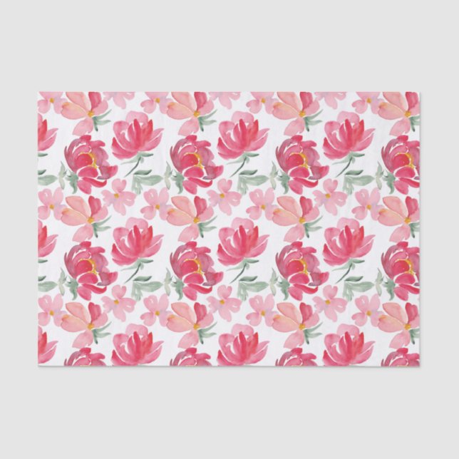 Watercolor Peony Pattern Tissue Paper (Front)