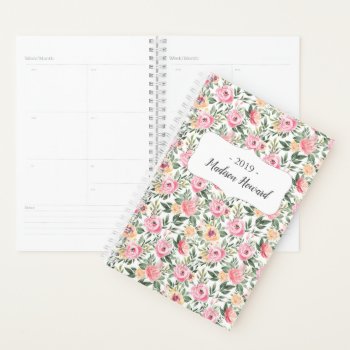 Watercolor Peony Planner by lilanab2 at Zazzle