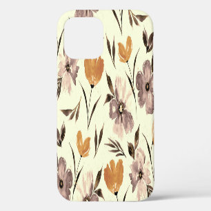 Watercolor peony poppy, abstract floral pattern. iPhone 12 case