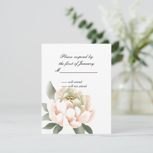 Watercolor Peony Reply Card