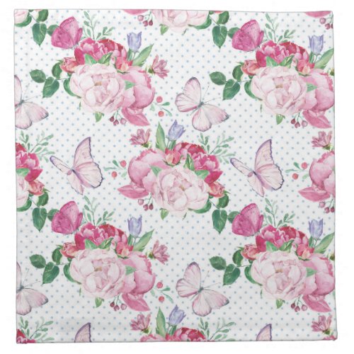 watercolor peonywatercolor butterfly cloth napkin