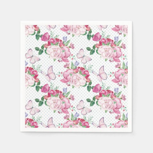 watercolor peonywatercolor butterfly napkins