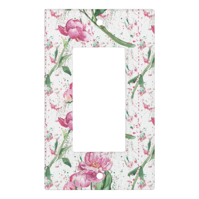 watercolor peony,watercolor sprays light switch cover (Front)