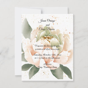 Watercolor Peony Wedding Invitation