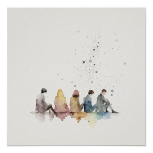 Watercolor people art poster