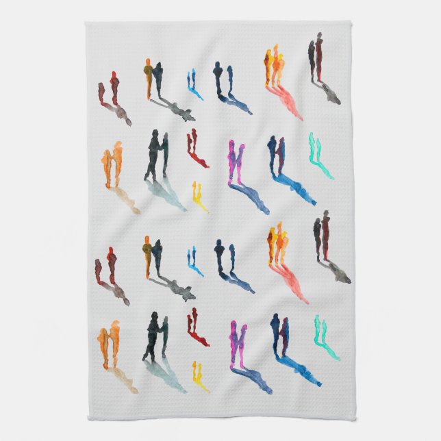 Watercolor people figure art kitchen towel (Vertical)