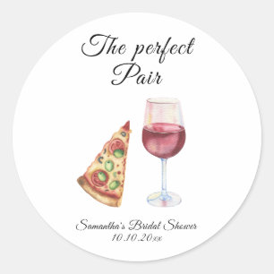 Watercolor Perfect Pair Bridal Shower Classic Round Sticker