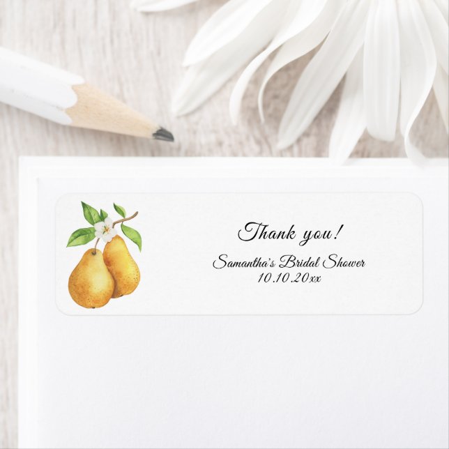 Watercolor Perfect Pear Bridal Shower Label (Insitu)