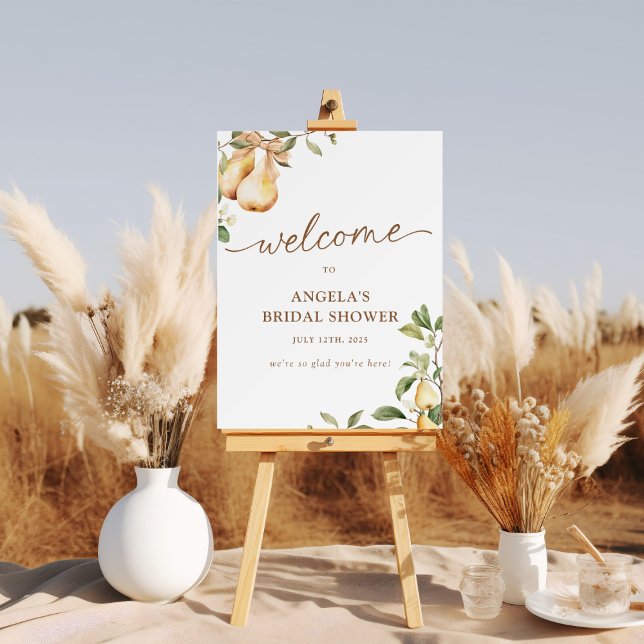 Watercolor Perfect Pear Bridal Shower Welcome Sign (Creator Uploaded)