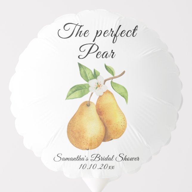 Watercolor Perfect Pear Floral Bridal Shower Balloon (Front)