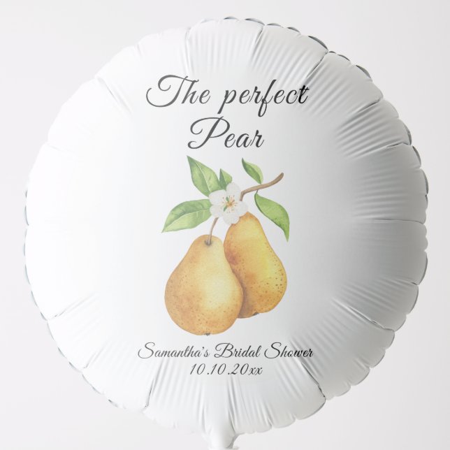 Watercolor Perfect Pear Floral Bridal Shower Balloon (Front)