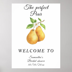 Watercolor Perfect Pear Welcome Bridal Shower Poster