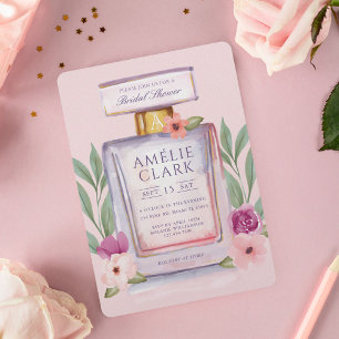 Watercolor Perfume Bottle Floral Bridal Shower Invitation
