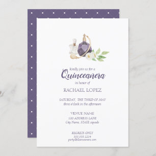 Watercolor Perfume Bottle Quinceanera Birthday Invitation