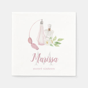 Watercolor Perfume Bottle Quinceanera Birthday Napkins