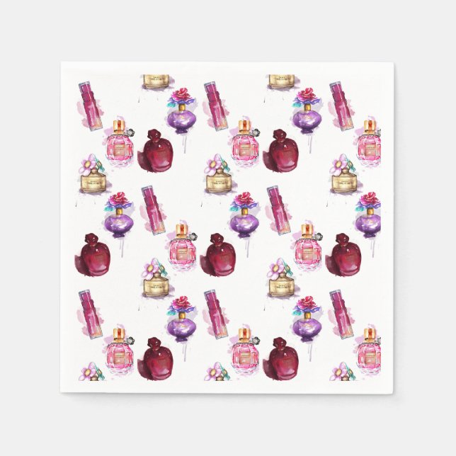 Watercolor Perfume Bottles Napkins (Front)