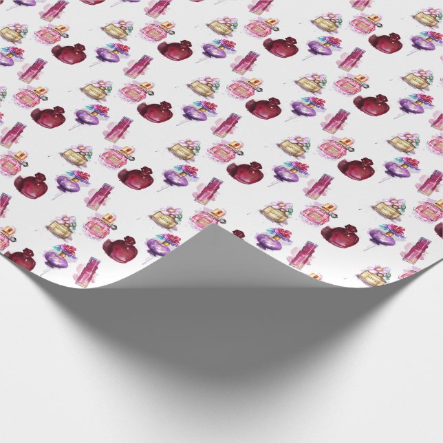 Watercolor Perfume Bottles Wrapping Paper (Corner)