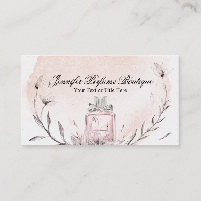 Watercolor Perfume Floral Custom Essential Oils Business Card