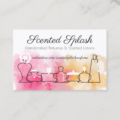 Watercolor perfume scents lotions business card