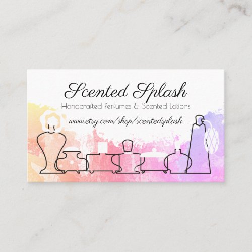 Watercolor perfume scents lotions business card