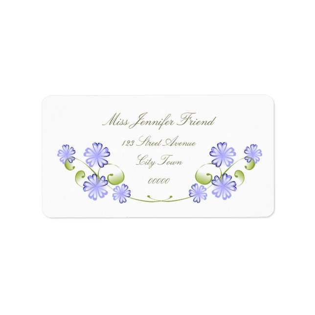 Watercolor Periwinkle Blooms Label (Front)