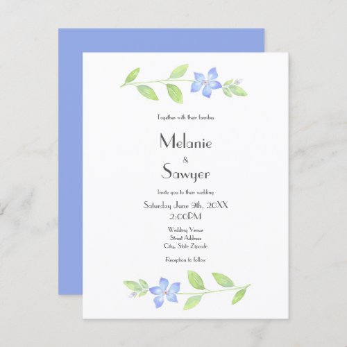 Watercolor Periwinkle Flower Invitation