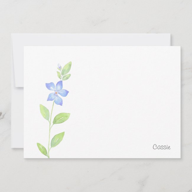 Watercolor Periwinkle Flower Note Card