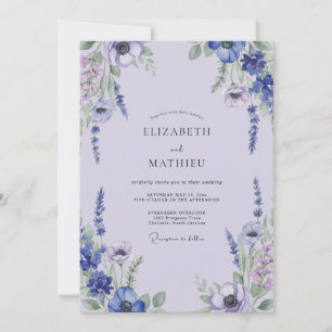 Watercolor Periwinkle Wildflower Wedding Invitation