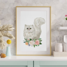 Watercolor Persian Cat Art Print