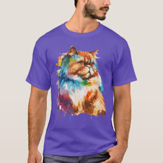 Watercolor Persian Cat Colorful Persian Cats Lover T-Shirt