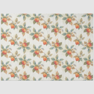 Watercolor Persimmon Fruit and Flowers Tissue Paper