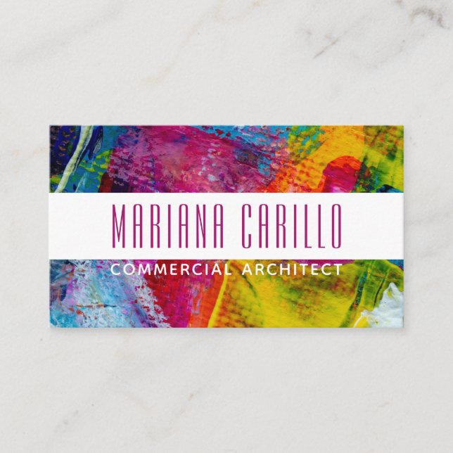 Watercolor Personalized Abstract Bold Business Card (Front)