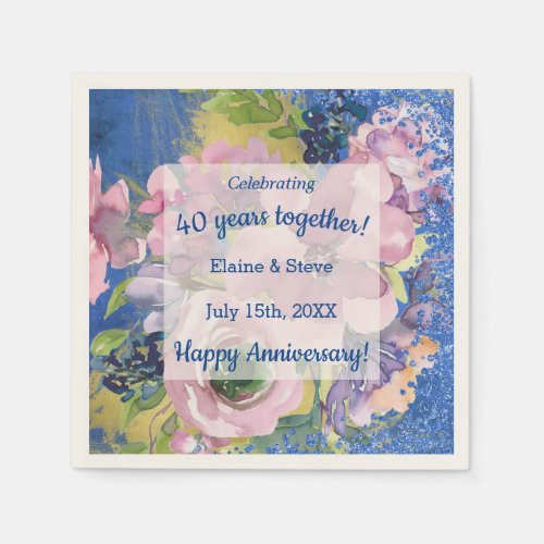 Watercolor Personalized Any Year Anniversary Napkins