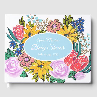 Watercolor Personalized Baby Shower Guest Book 