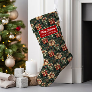 Watercolor Personalized Christmas Stocking Vintage