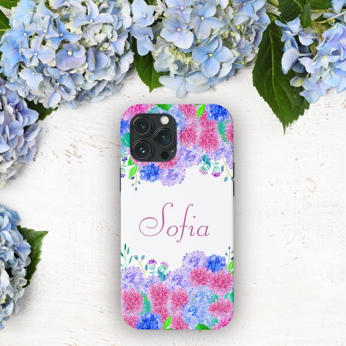 Watercolor Personalized Colorful Hydrangea iPhone 13 Pro Max Case