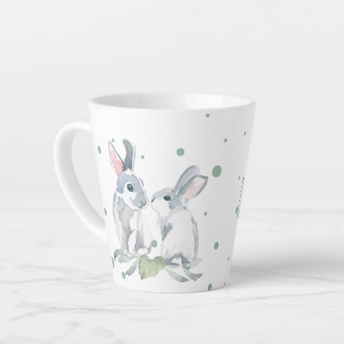 Watercolor Personalized Easter Bunny Latte Mug